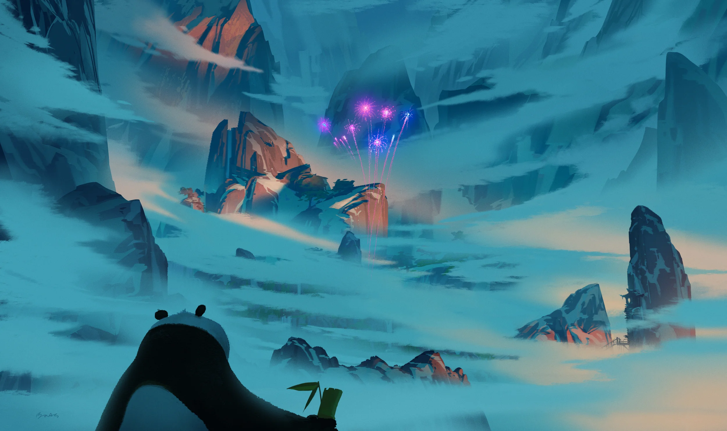 Kung Fu Panda 3, DWA Concept painting - Panda Village