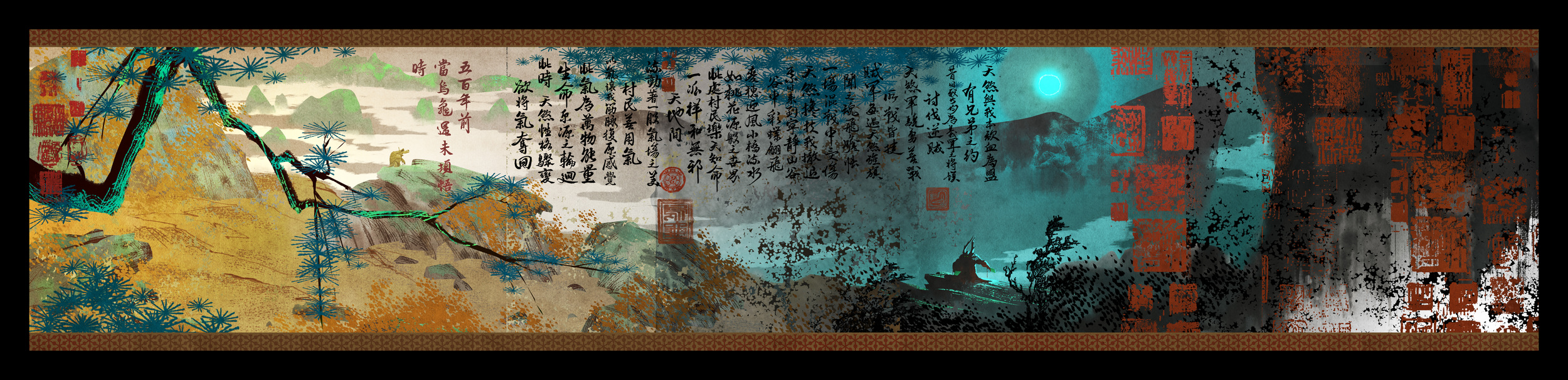  Kung Fu Panda 3, DWA Concept painting 2d seq - Scroll art 