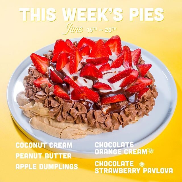 It's Father's Day Week! Surprise Pops with a surefire way to his heart &mdash; wholesome cooking! ✨🥧✨ We have two new flavors available on our preorder menu: Strawberry Chocolate Pavlova and Chocolate Orange Cream Pie; perfect for the men of adventu