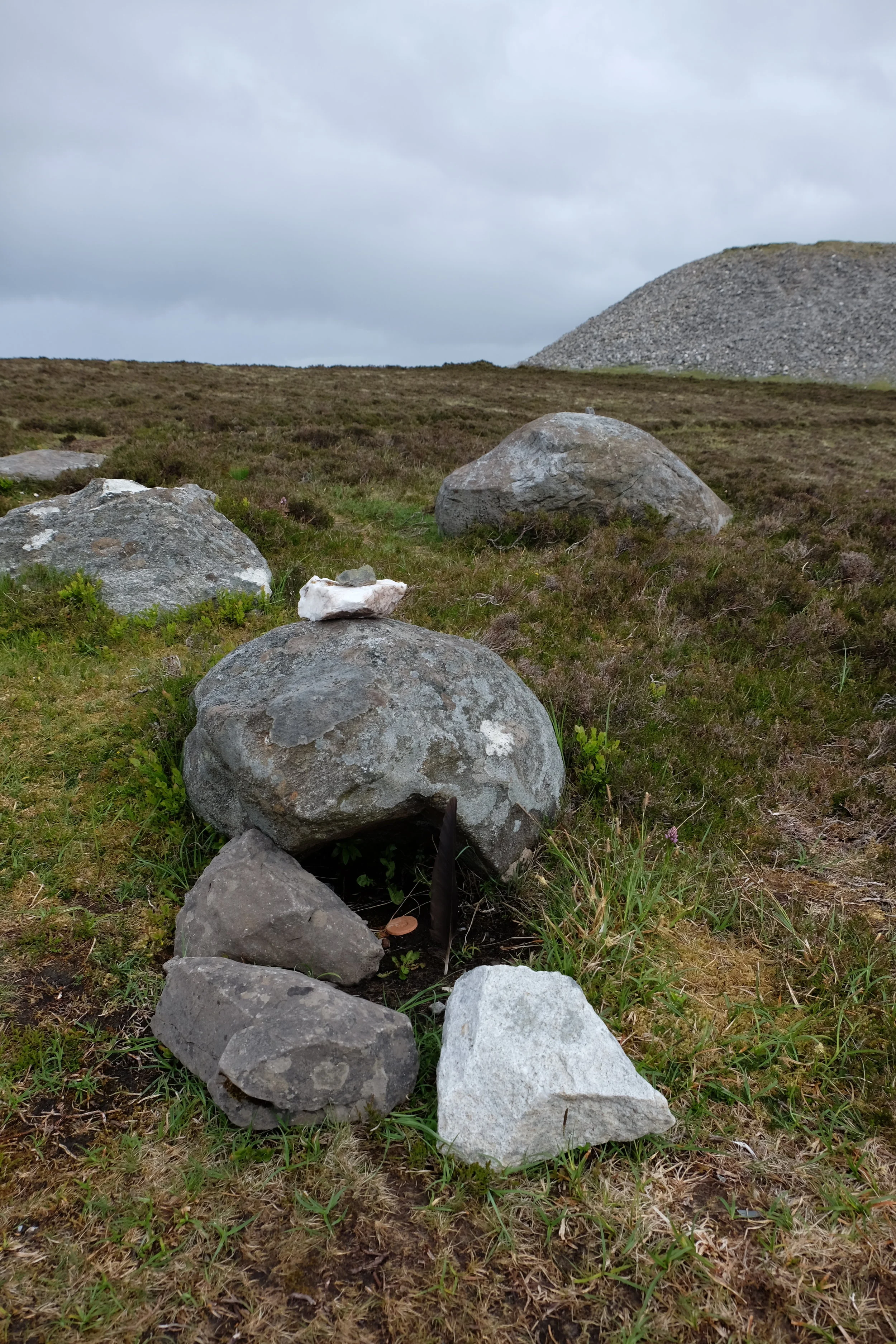Queen Medb's cairn with offerings. 