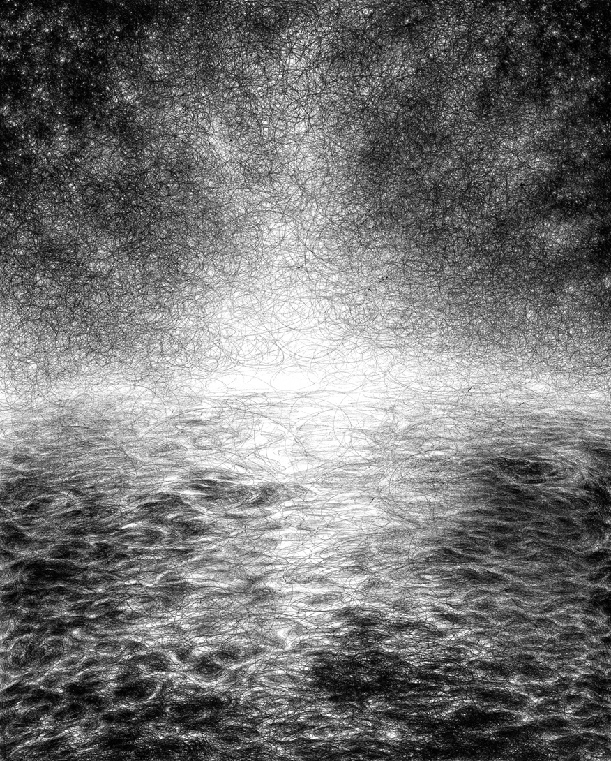 Wake , 2010 Ballpoint on paper 20"x16"