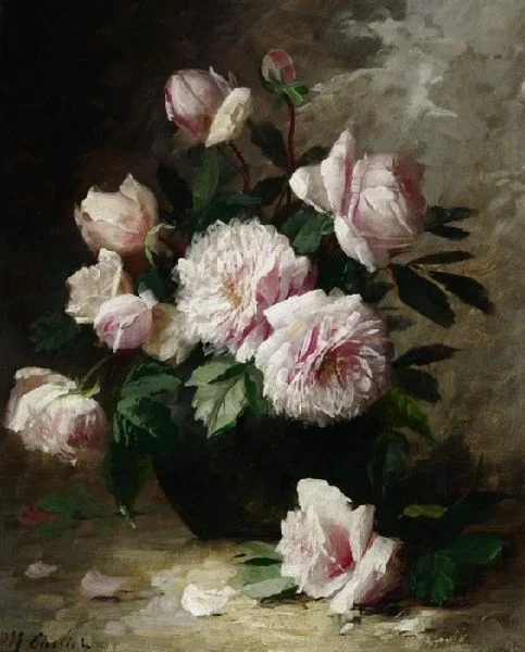 Still Life of Roses. Modeste Carlier.