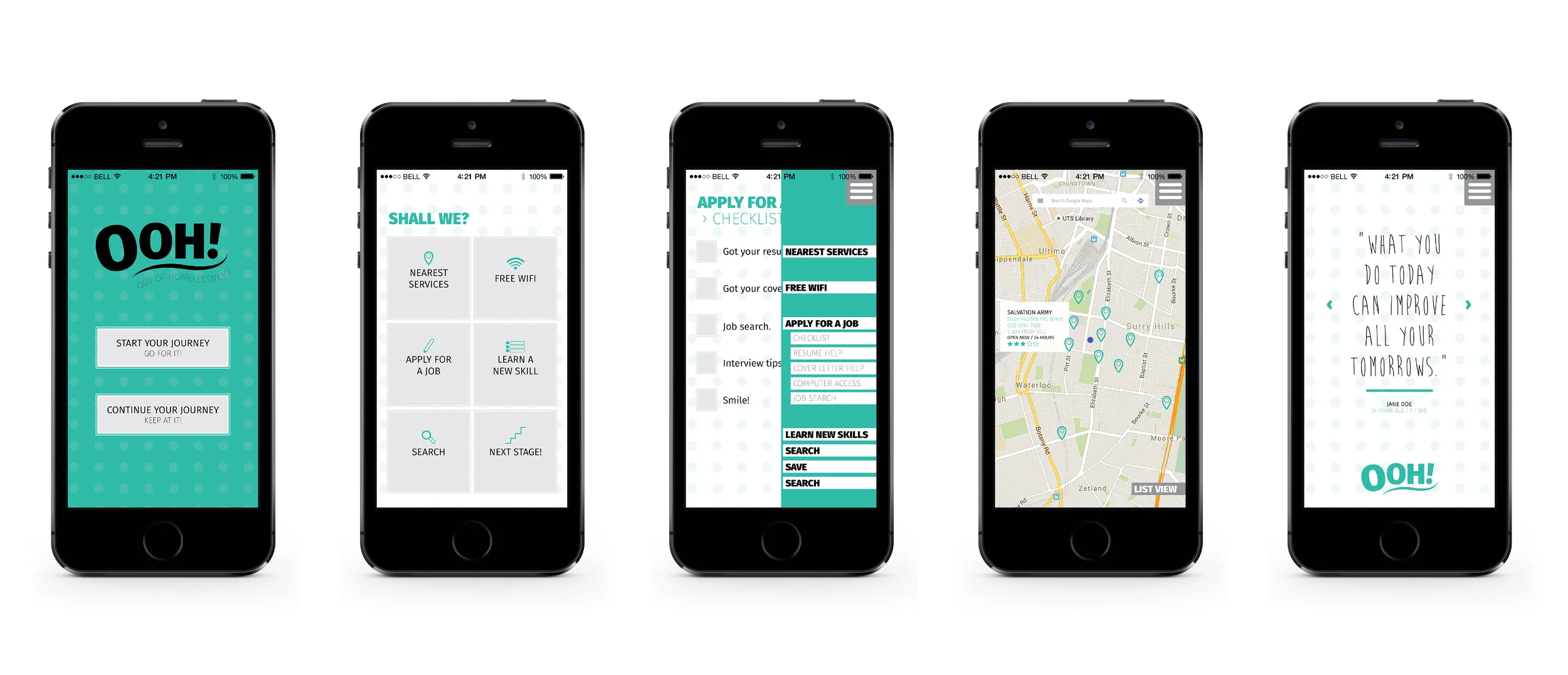 Screenshots of the free to download app. Available on both iPhone & Android.