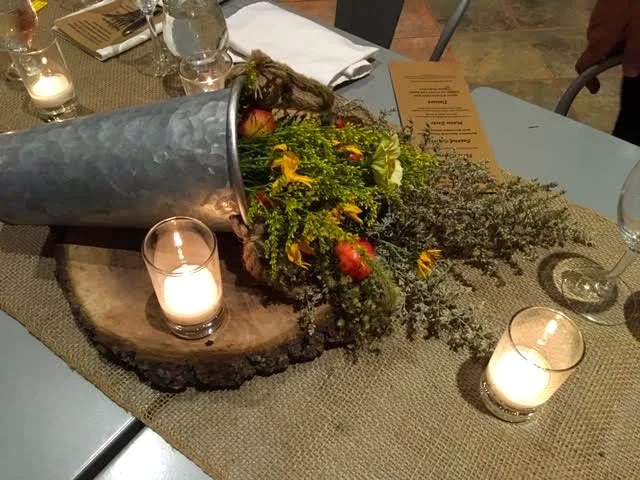 Another part of the apple-themed table scape with local wildflowers.