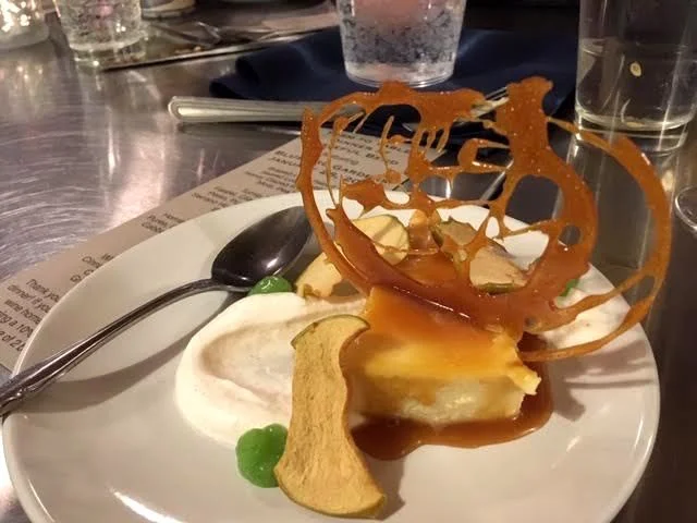 Desert included honey in the spun sugar. (Photo by Charlotte Ekker Wiggins)