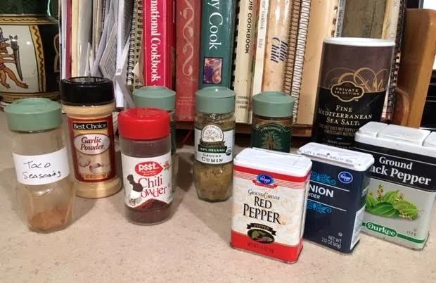 Taco seasoning ingredients lined up and ready to be mixed together. (Photo by Charlotte Ekker Wiggins)