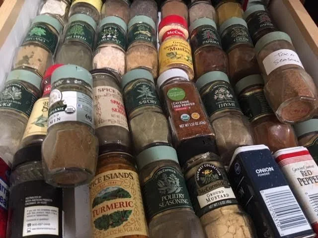 My spice drawer mid-year, not bad. So far. (Photo by Charlotte Ekker Wiggins)