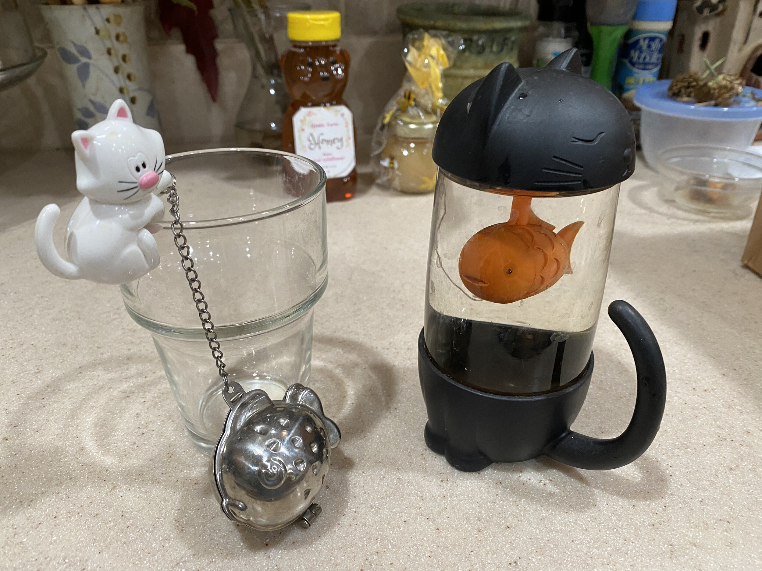 Rain House Cute Mushroom Glass Tea Cup with Infuser and Spoon
