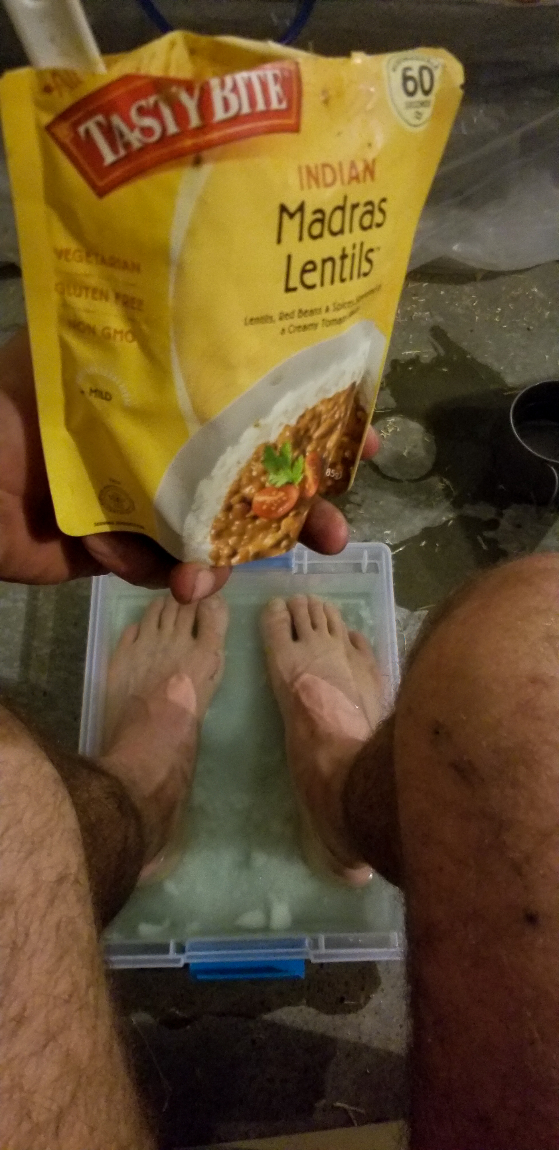 Tasty bite and instant Epsom Salt/Baking Soda/Listerine foot refreshing treatment for filthy feet. Perfection Achieved!