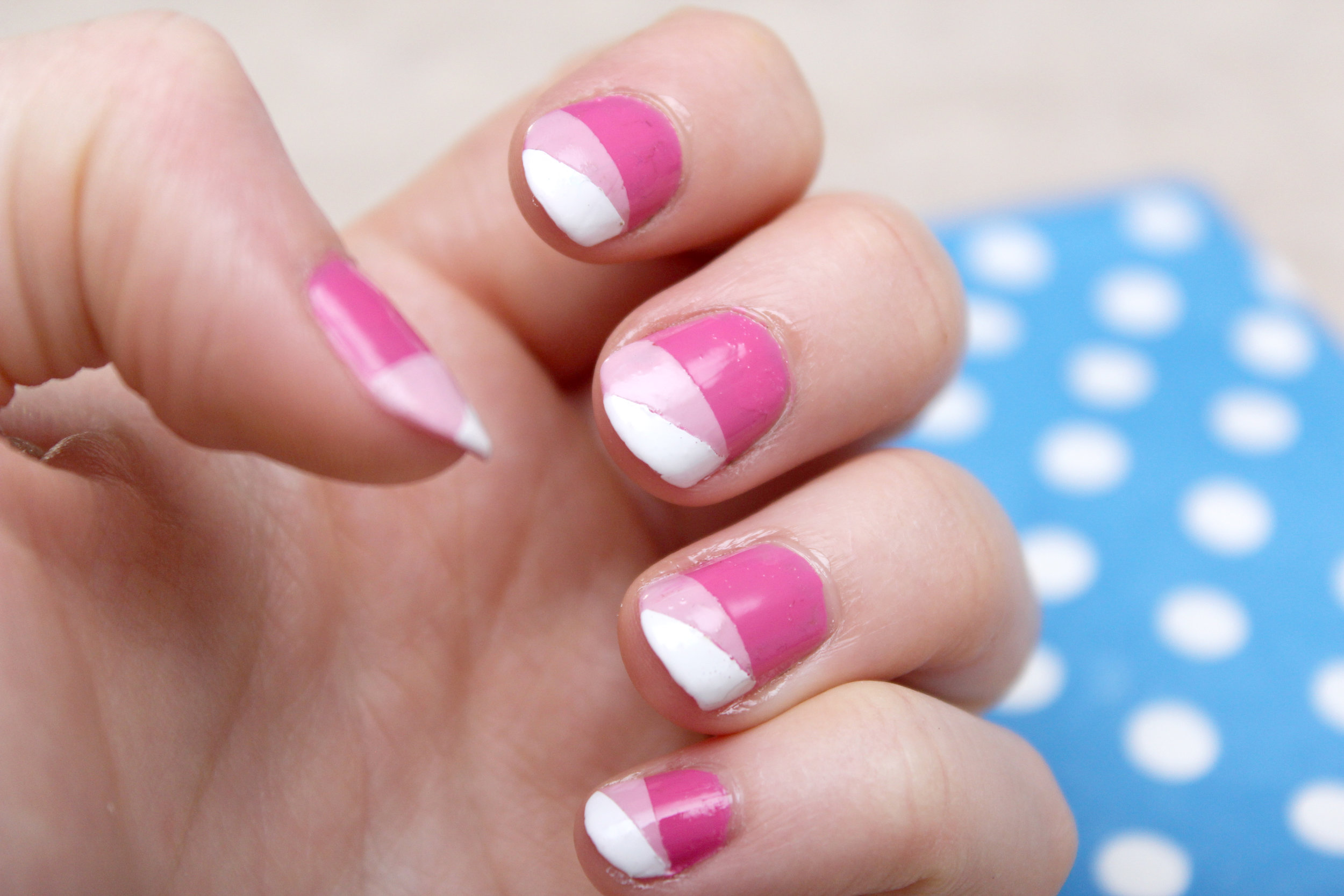 Tickled Pink Slips Geometric Nail Art