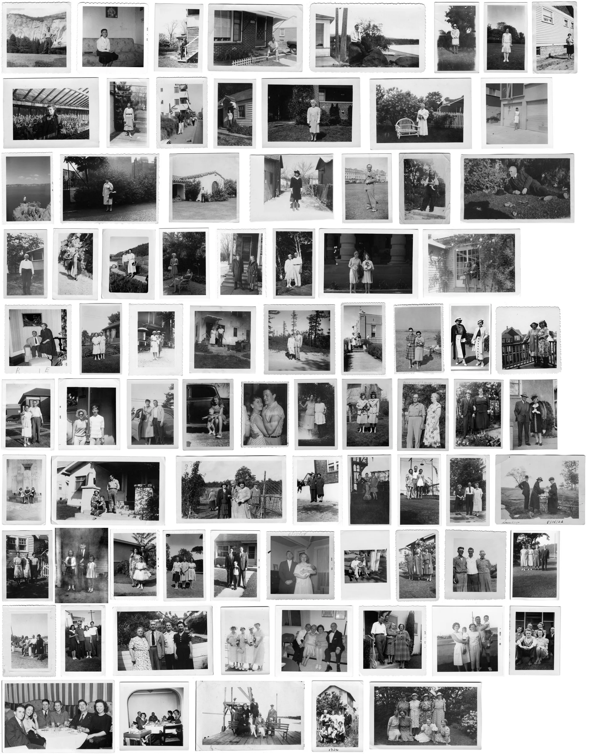 Normal
0
false
false
false
EN-US
X-NONE
X-NONE
Example of non-competitive photography . Montage of anonymous found family photographs from the collection Look at Me ( http://look-at-me.tumblr.com ). Thumbnails are displayed in ascending order according to the number of persons in the photographs starting from upper left corner. Vast majority of these images have no title and date. For this montage, I selected images that were tagged “black and white” assuming that the largest part of such images most likely are from c. the 1950s and no later than the 1960s when color photography became commonplace.