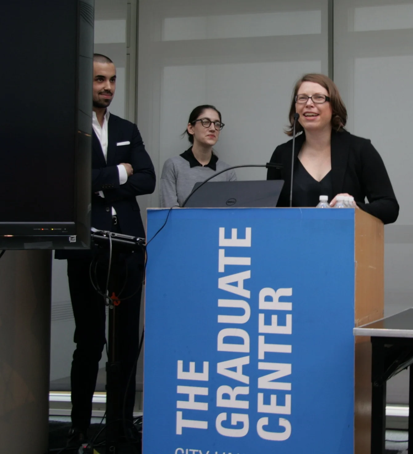 Opening remarks. From left: Patryk Tomaszewski, Rachel Wetzler, and Alise Tifentale. Photo: courtesy Barbora Bartunkova.