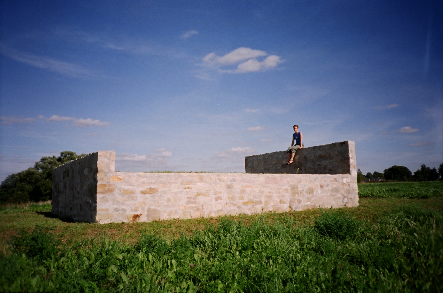 Artist Laura Feldberga on her object Bed (2004). Stone, soil. Pedvale Open-Air Art Museum, Latvia. Photo: © Alise Tifentale.