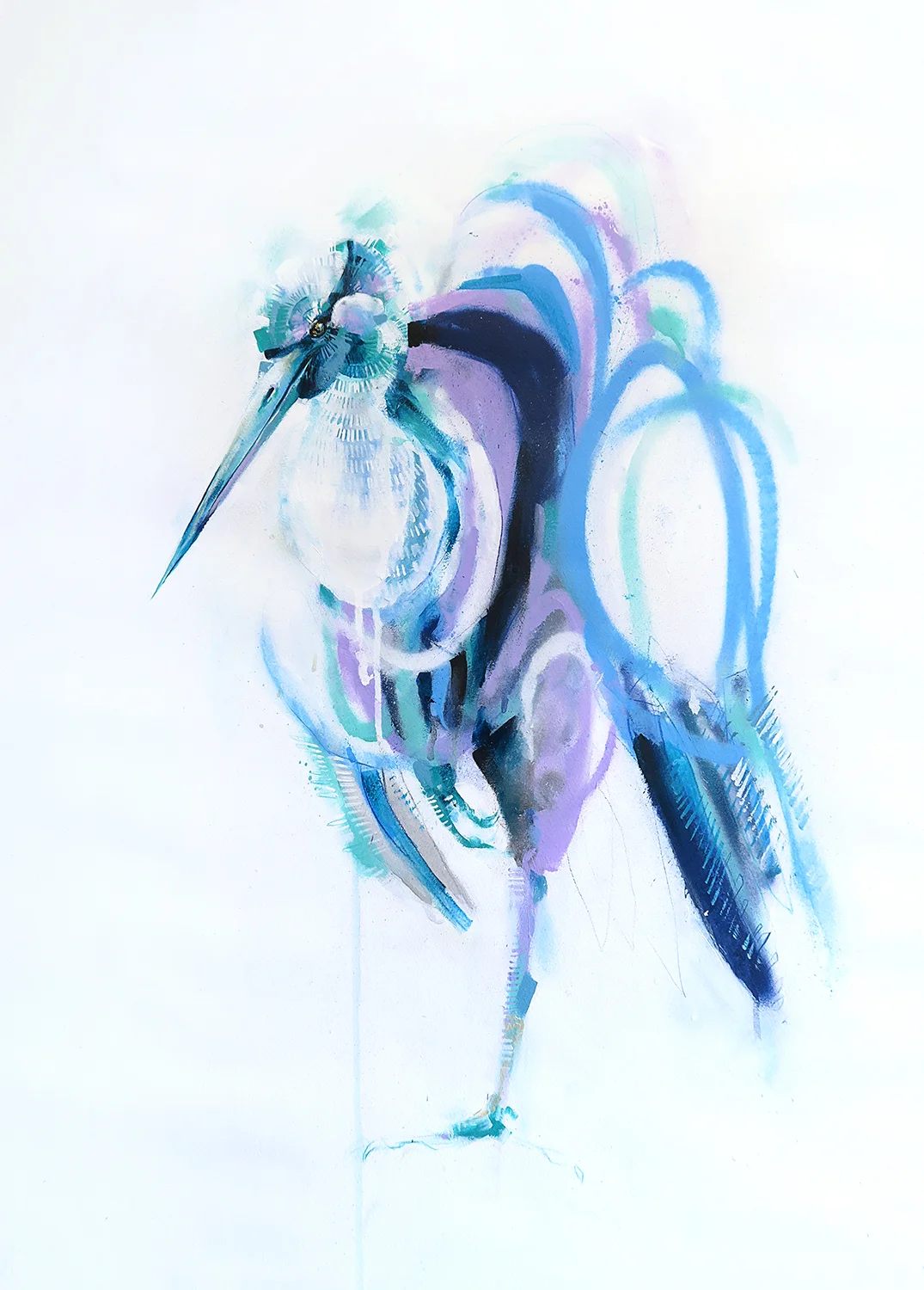 Heron with Blue