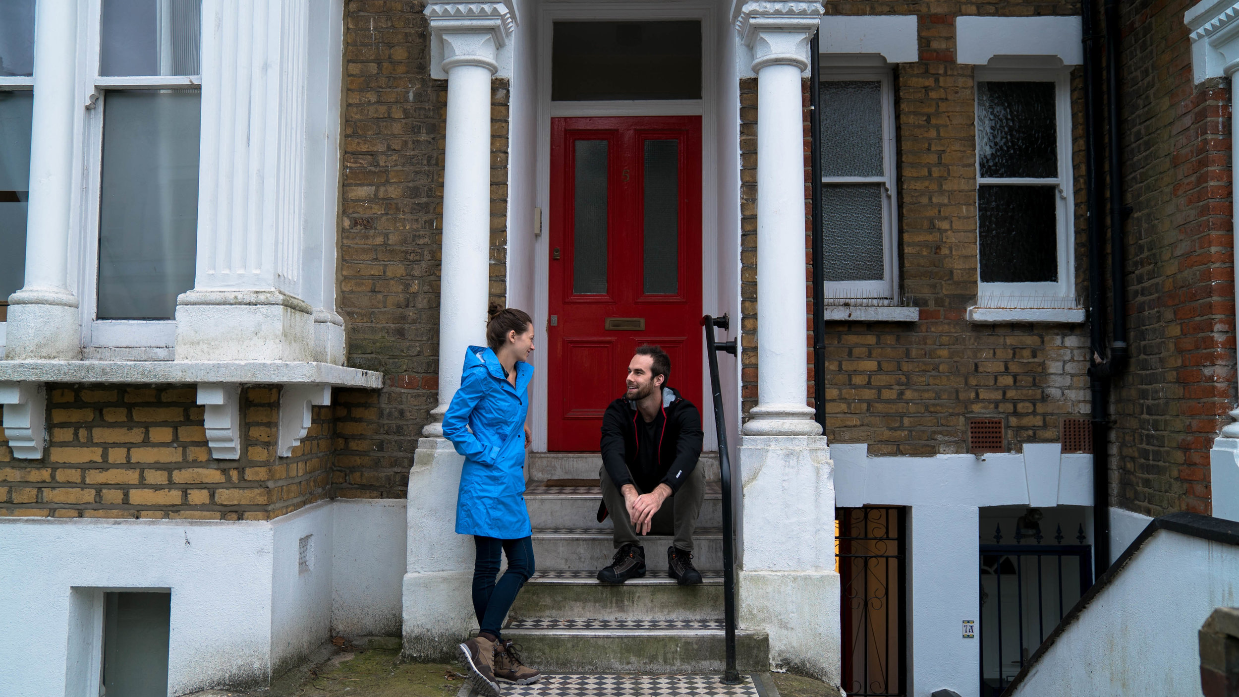 Us in front of our AirBnB in London. Next stop: Paris!