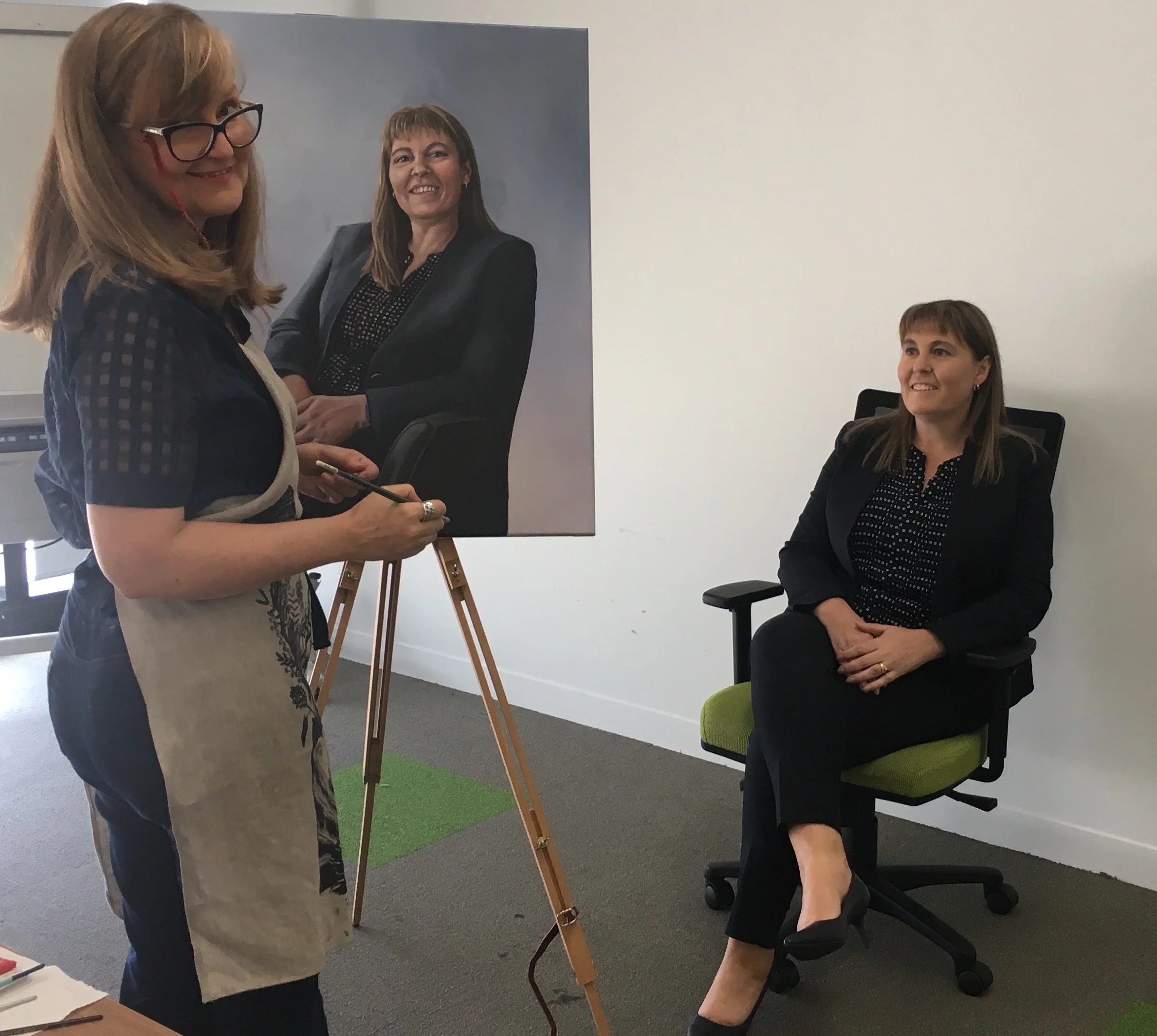 AT the Bendigo Adelaide Bank Painting Marnie Baker the Managing Director