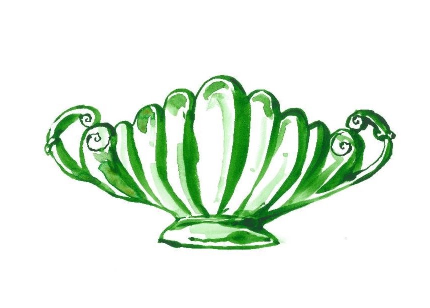 Postcards handmade green garden vases illustrations