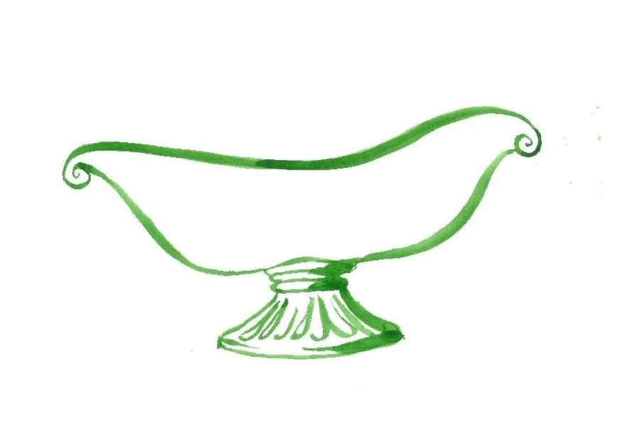 Postcards handmade green garden vases illustrations