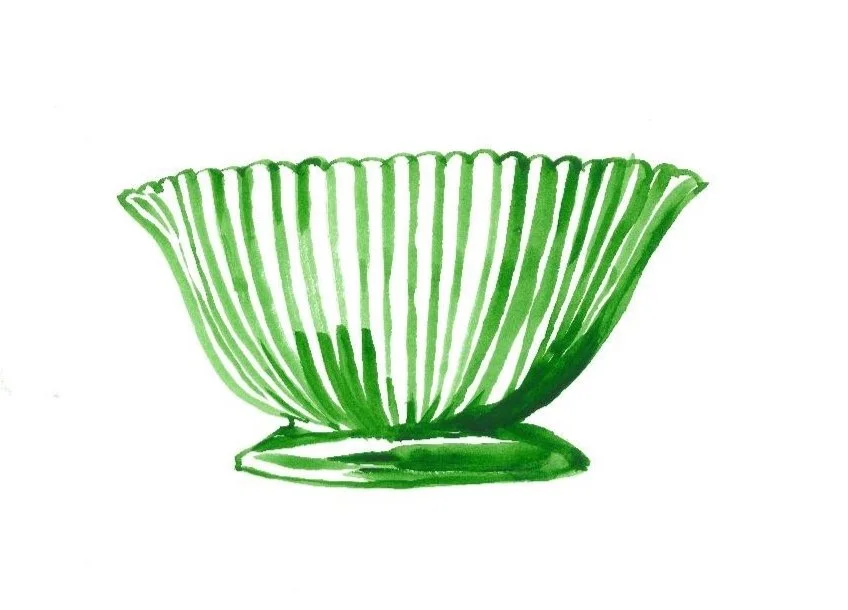 Postcards handmade green garden vases illustrations