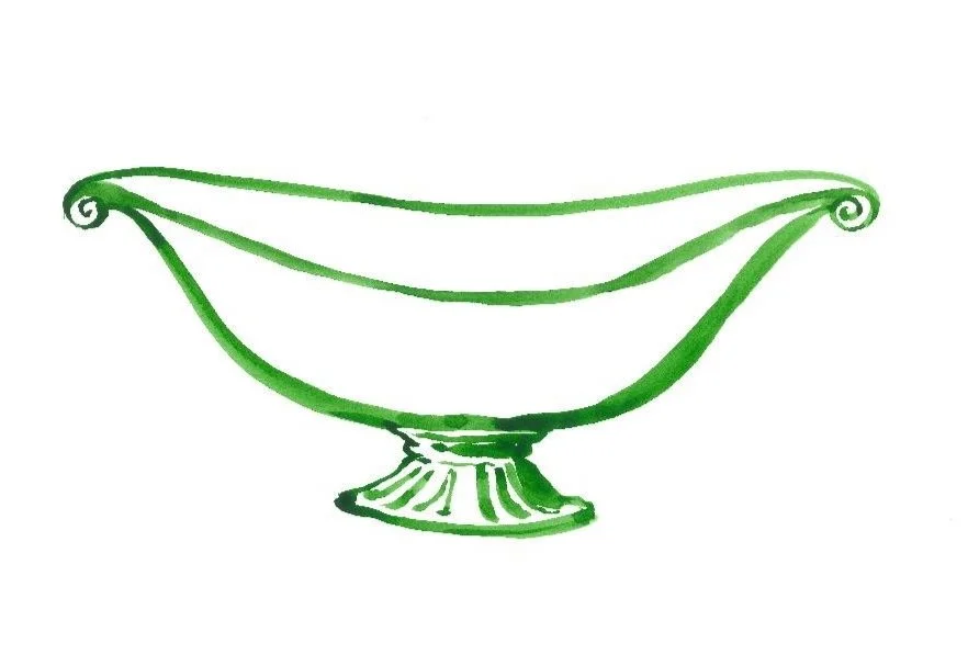 Postcards handmade green garden vases illustrations