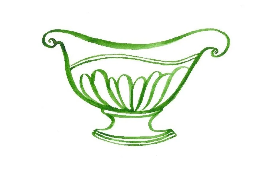 Postcards handmade green garden vases illustrations