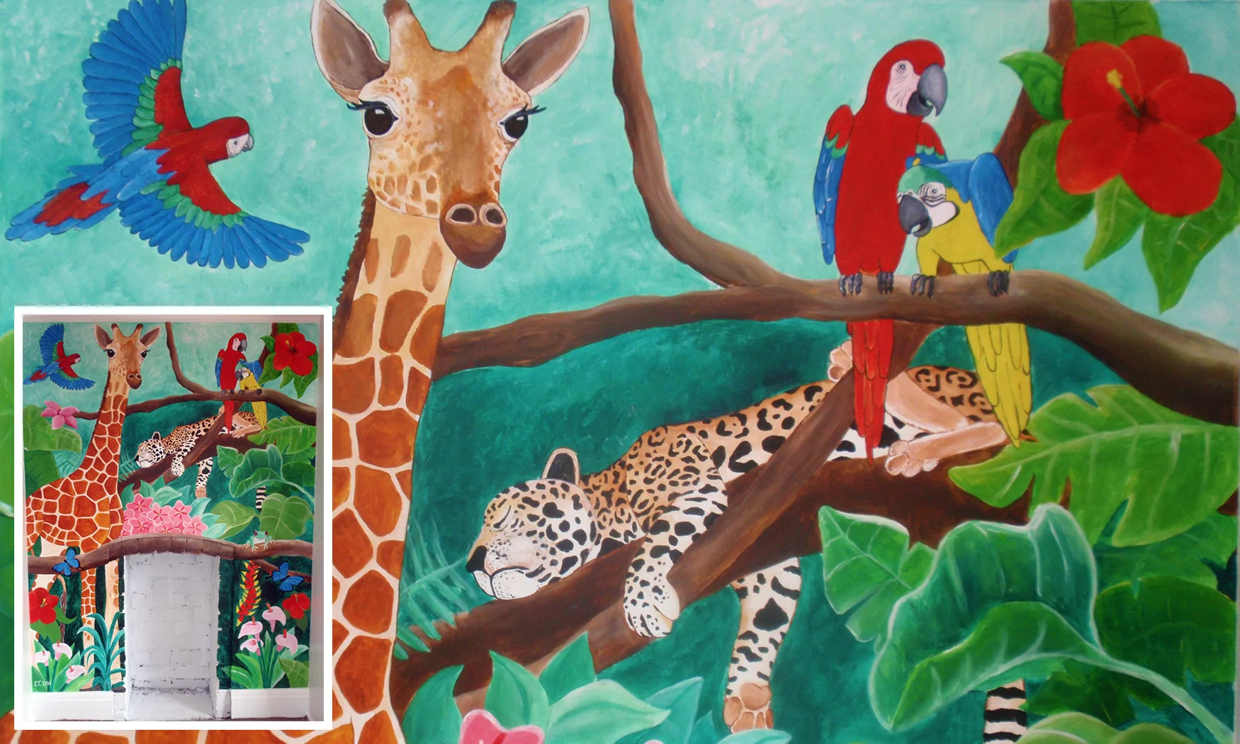 Children's Bedroom Jungle Mural, Private Commission