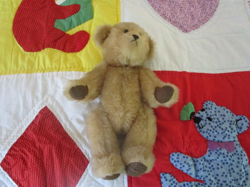 See how much this bear looks like the one in the quilt? Fun!
