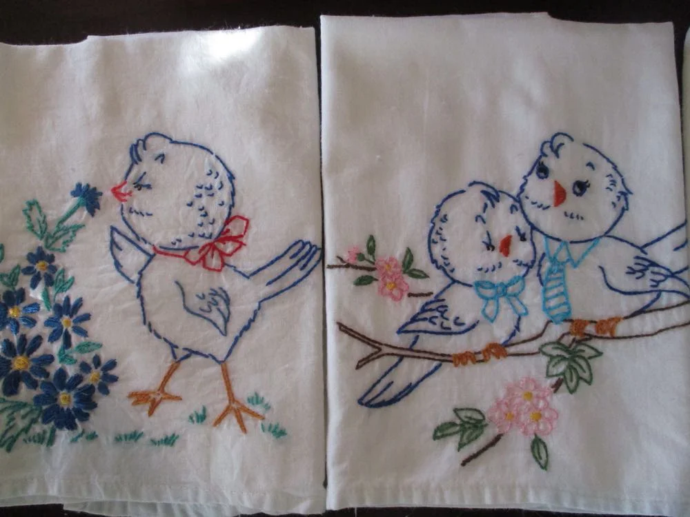 This set of bluebird dish towels can be divided into two separate gift sets, too.