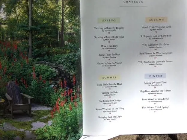 These are the topics National Wildlife covers in their book about gardening for four seasons.