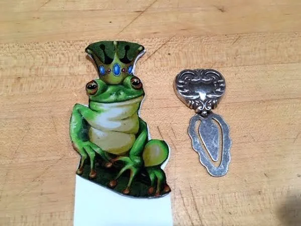 My finished frog prince book mark where his crown will stick up over the book rim. (Photo by Charlotte Ekker Wiggins)
