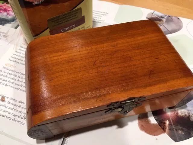 One coat of Howard RestoraFinish in cherry. (Photo by Charlotte Ekker Wiggins)