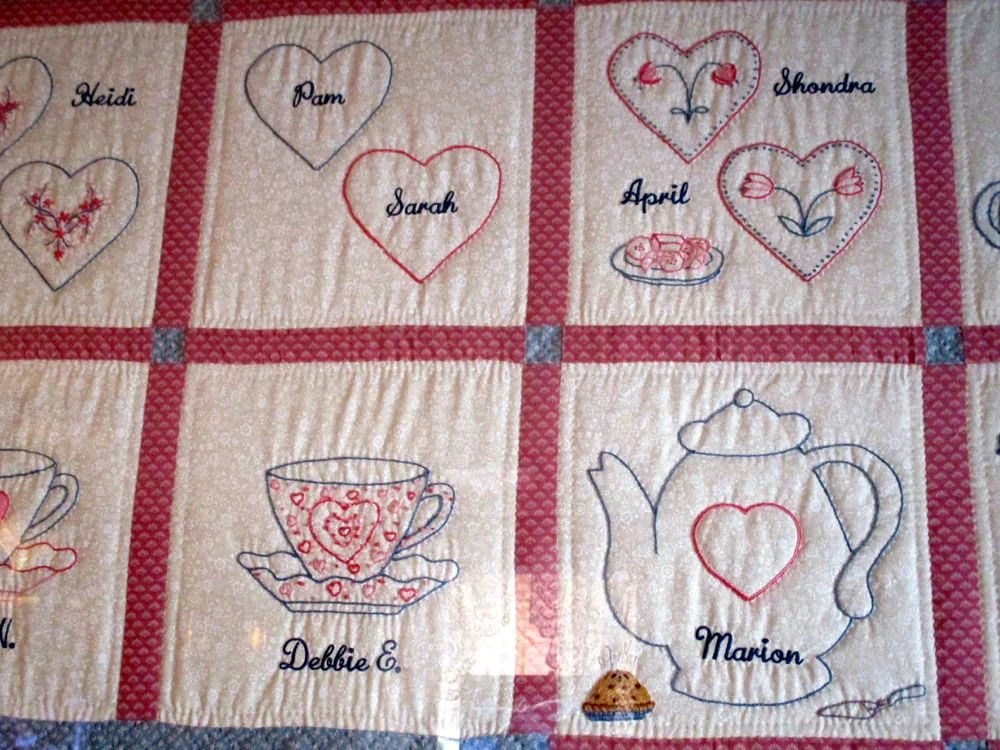 Each block has an embroidered name to personalize it. (Photo by Charlotte Ekker Wiggins)