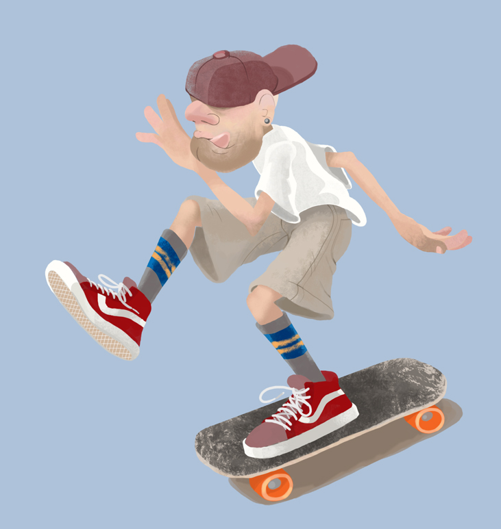 Skateboard Character Illustration.