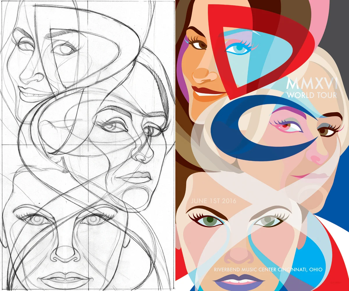 DCX Tour Poster Sketch & Design.