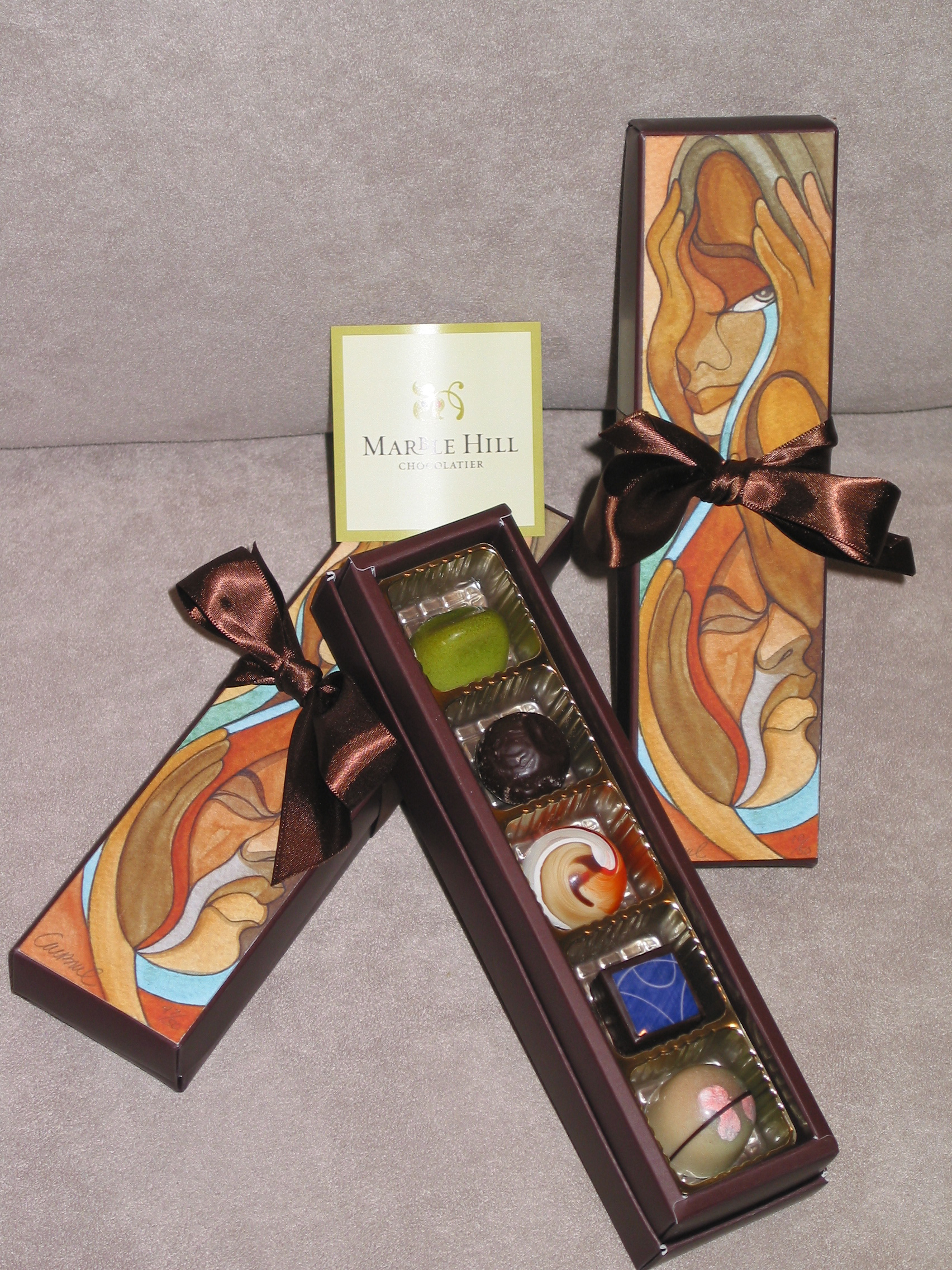 Chocolate Box Package Design w/chocolates.