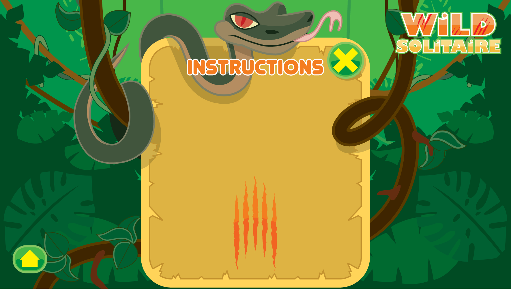 Wild Solitaire Instruction Screen