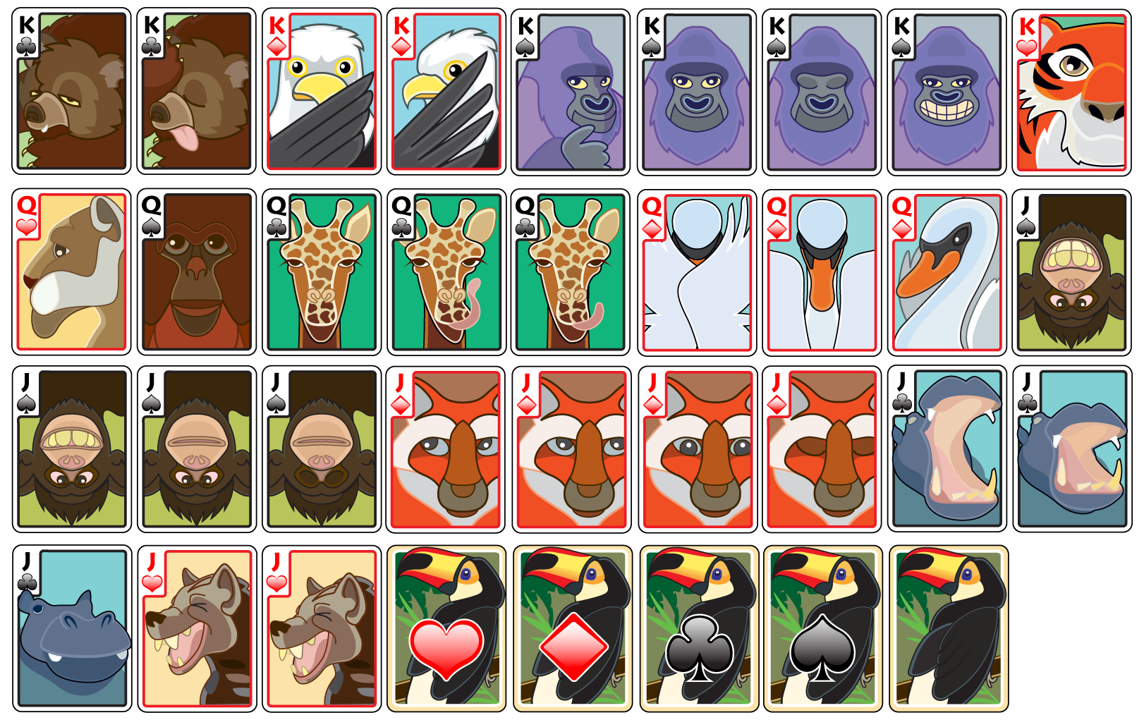 Wild Solitaire Face Card Sprite Layout