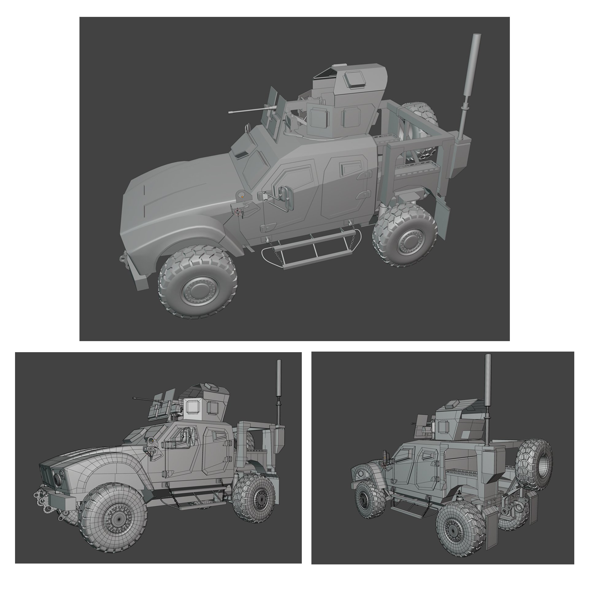 Oshkosh-M All-Terrain Vehicle Polygon Model