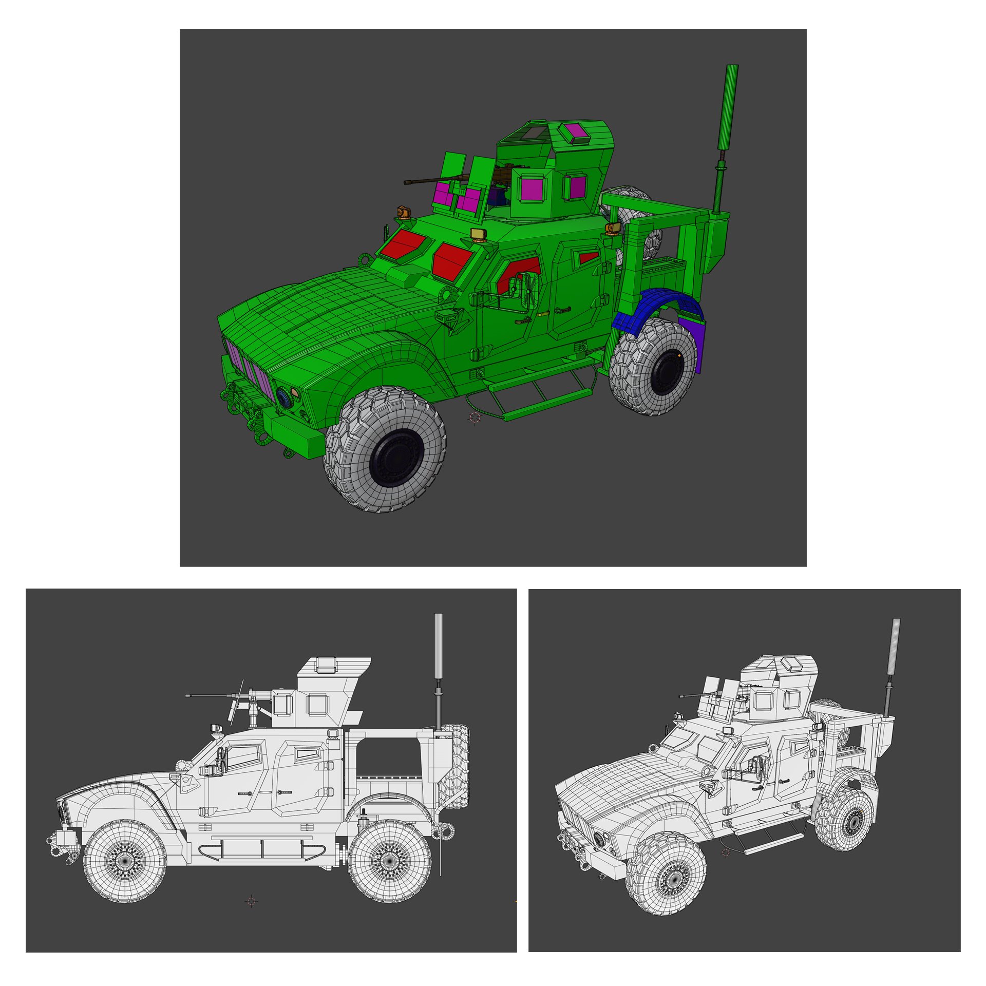 Oshkosh-M All-Terrain Vehicle Polygon Model