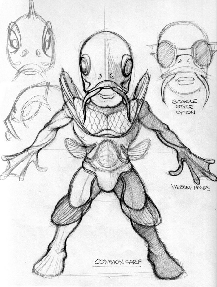 Common Carp Humanoid Character Sketch 