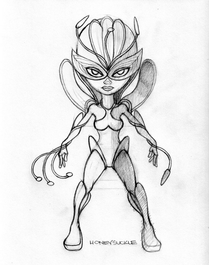 Honeysuckle Humanoid Character Sketch 