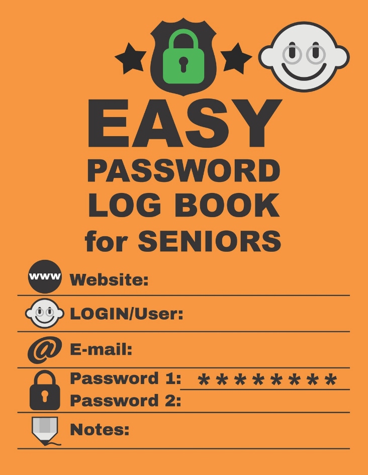 Easy Password Log Book for Seniors. Large Print.