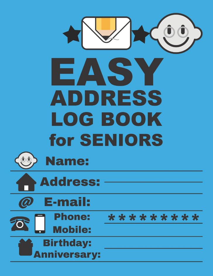 Easy Address Log Book for Seniors. Large Print.