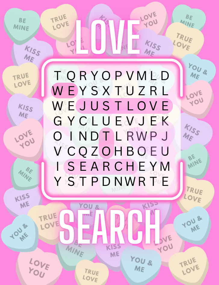 Word Search Book. Valentines Day Gift.