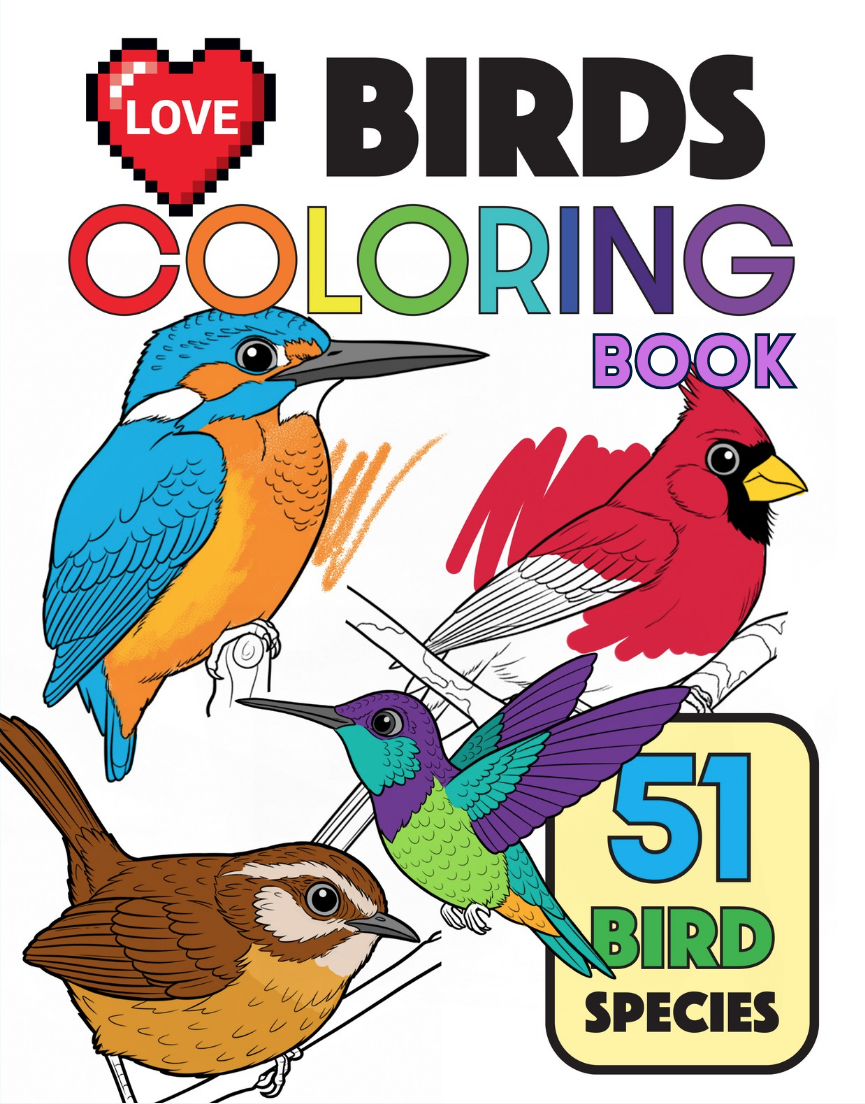 Love Birds Coloring Book. 51 Bird species to Color.