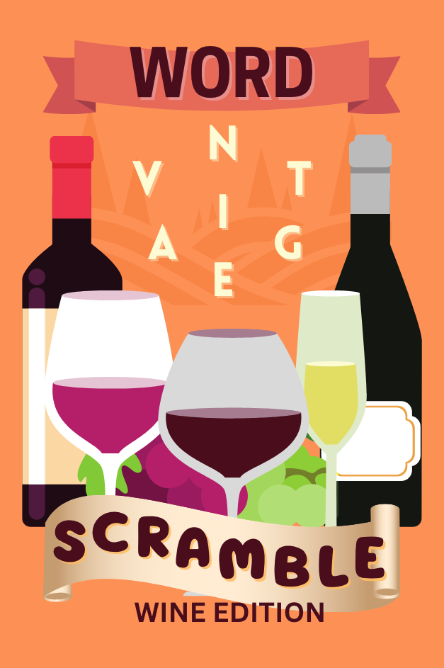 Wine Scramble Book. Wine Lover Gift. Wine Terms.