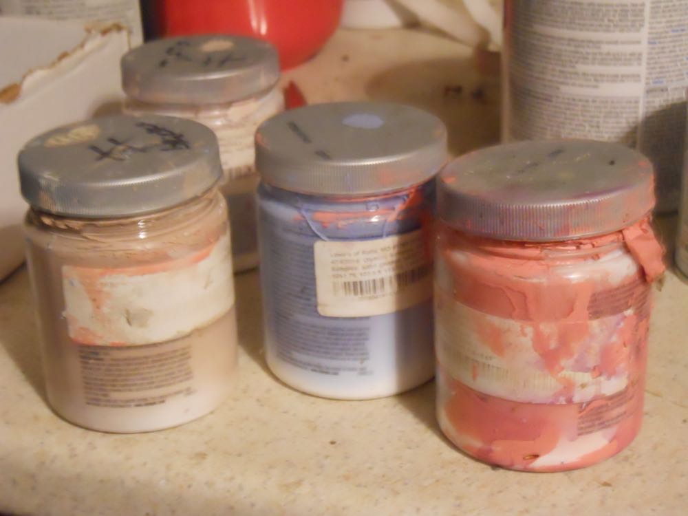 These are some of the paint samples I borrowed from David. Yes, they get a little messy.