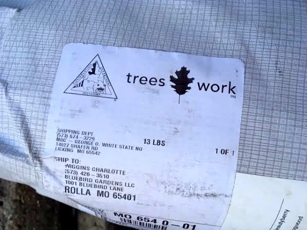 Shipping label from my George O. White State Nursery order. (Photo by Charlotte Ekker Wiggins)