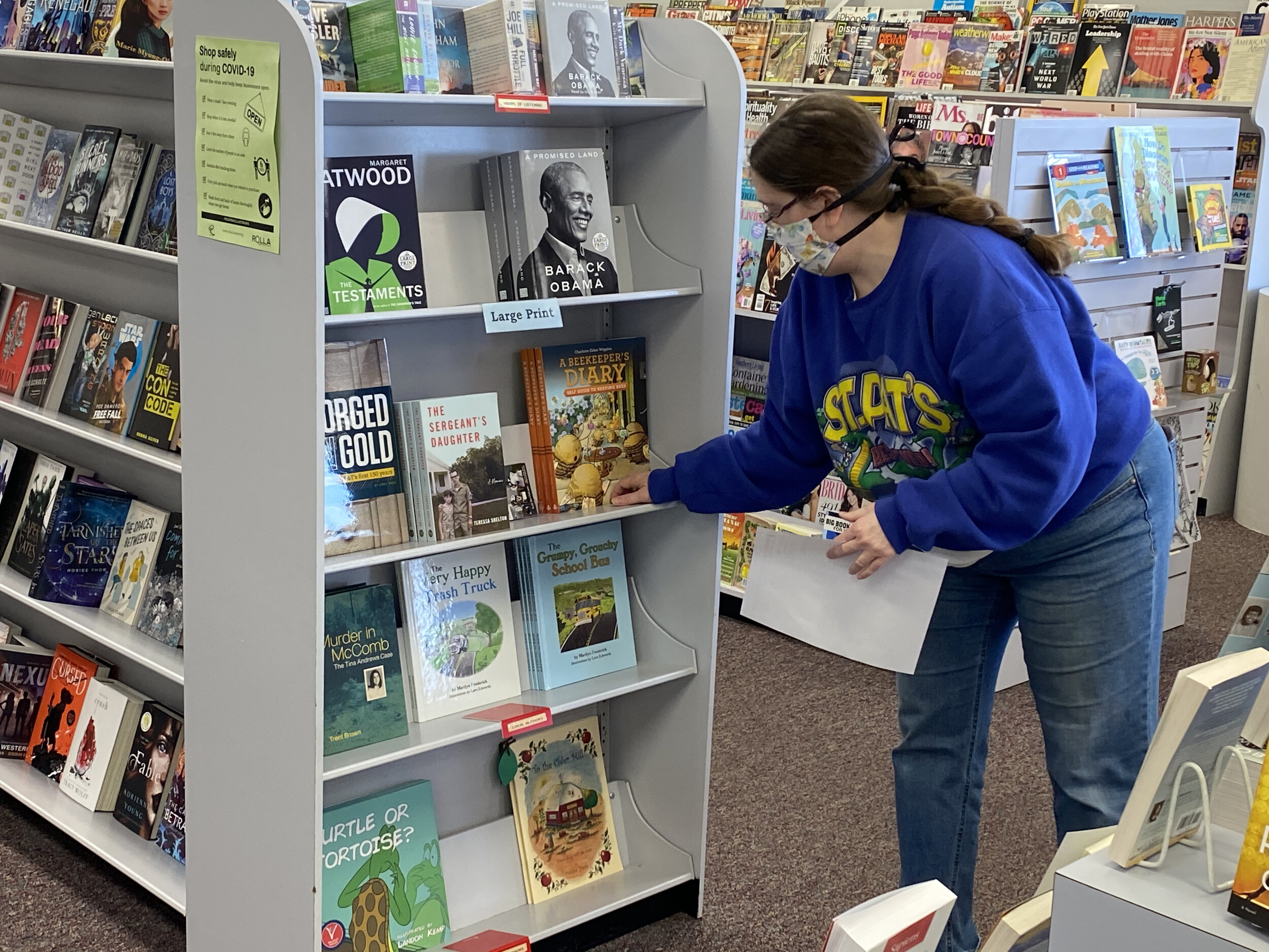 Nice book placement at the end of the aisle, easily visible as customers come in. (Photo by Charlotte Ekker Wiggins