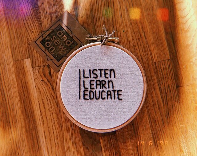 Purchased this from my super talented friend @andsewon.art as a daily reminder for our little family. She is donating all funds to @theblackcurriculum do go check out her work. .
.
.
.
.
#listen #learn #educate #blm #theblackcurriculum #sew #create